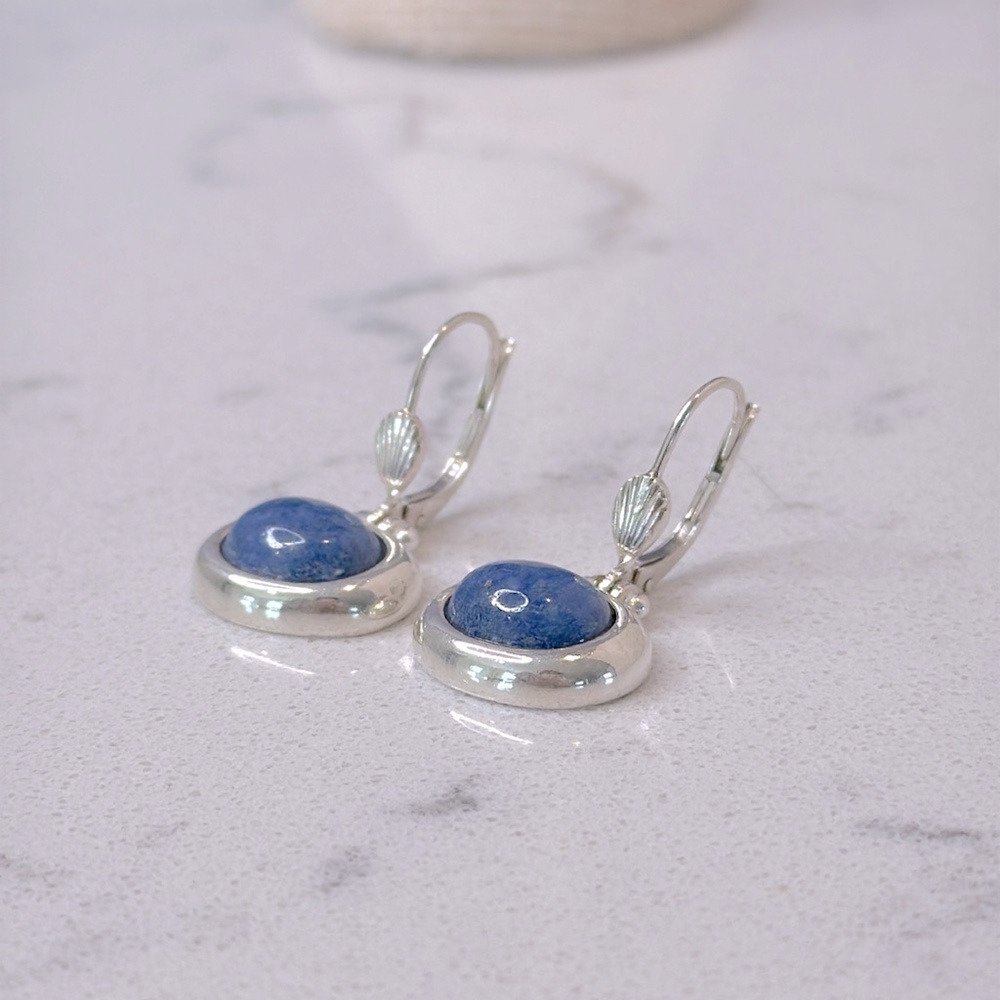 Vintage Sterling Silver Blue Lapis Drop Earrings